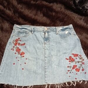 a.n.a Blue and Red Embellished A-Line Mini Skirt